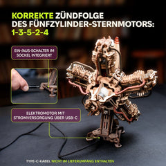 Ugears 3D Wooden Model Kit R-5 Aircraft Engine 25 cm 4820184123465