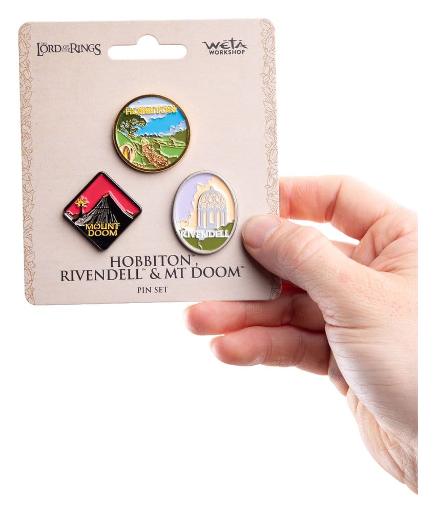 The Lord of the Rings Trilogy Pin Set Hobbiton, Rivendell & Mount Doom 9420024752241