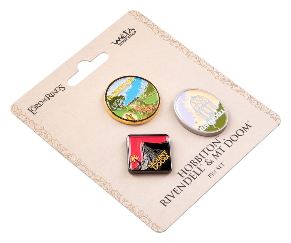 The Lord of the Rings Trilogy Pin Set Hobbiton, Rivendell & Mount Doom 9420024752241
