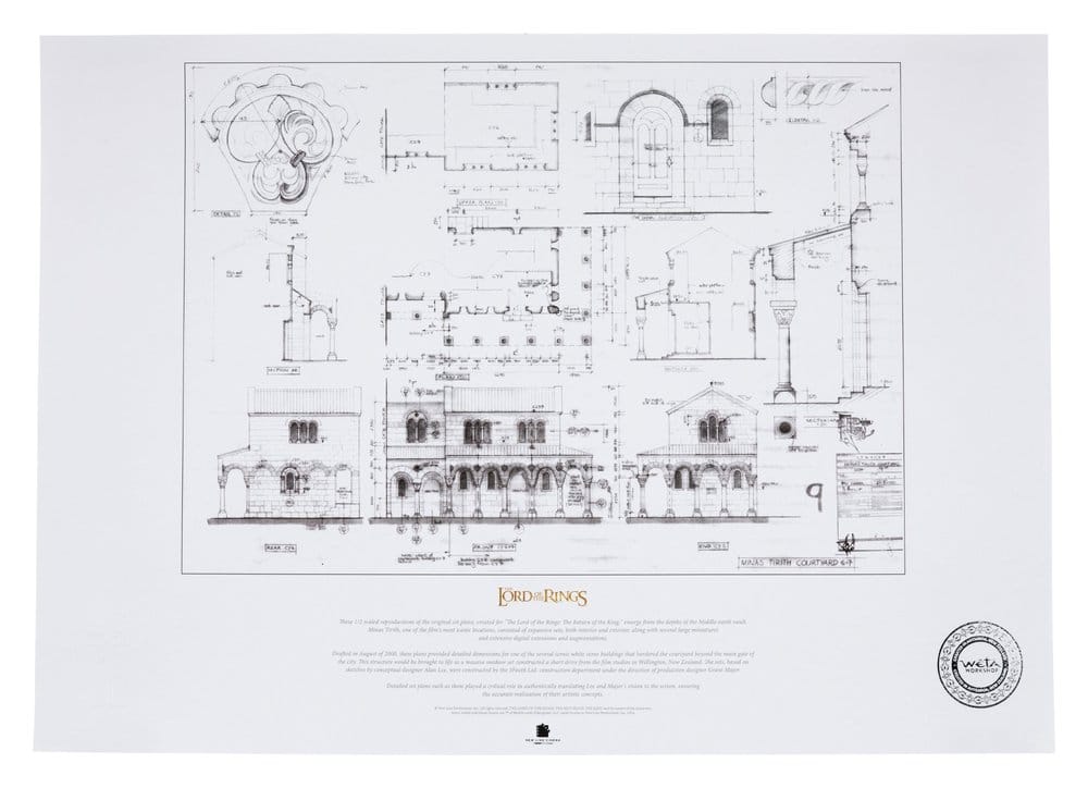 Lord of the Rings Blueprint Art Print The Courtyard of Minas Tirith 59 x 42 cm 9420024745458