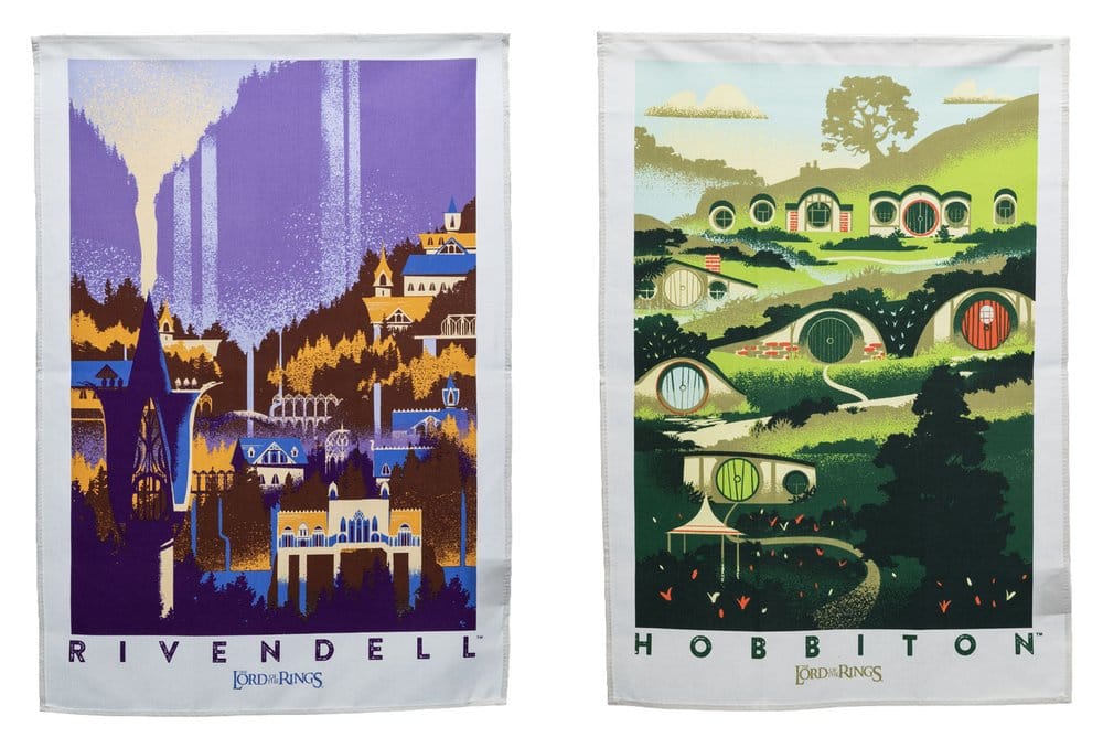 Lord of the Rings Tea Towel 2-Pack Rivendell & Hobbiton 70 cm  9420024727744