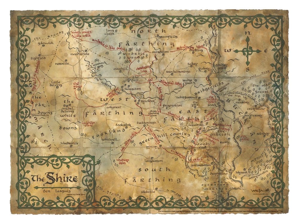 The Hobbit Art Print Map of the Shire 74 x 54 cm 9420024710067