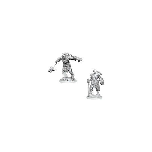 D&D Nolzur's Marvelous Miniatures Unpainted Miniatures 2-Pack Earth Genasi Fighter 0634482904022