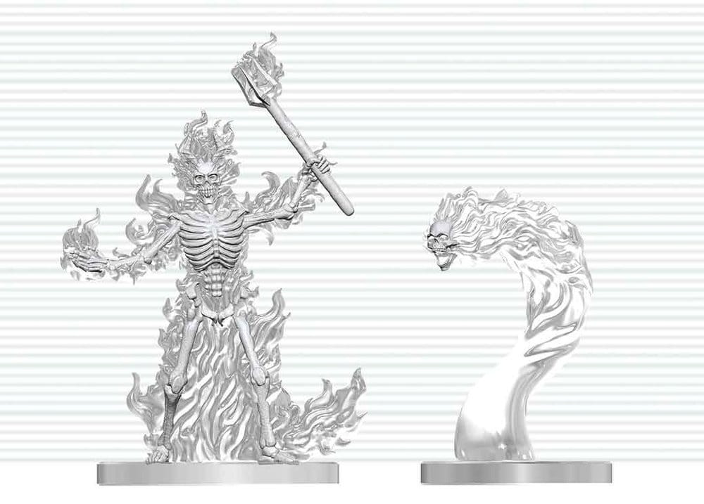 Dungeons & Dragons Nolzur's Marvelous Miniatures Unpainted Miniature Flaming Skeleton & Flameskull 14 cm 0634482909164