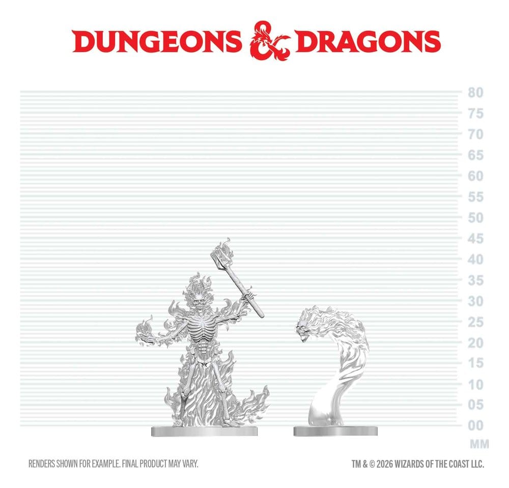 Dungeons & Dragons Nolzur's Marvelous Miniatures Unpainted Miniature Flaming Skeleton & Flameskull 14 cm 0634482909164