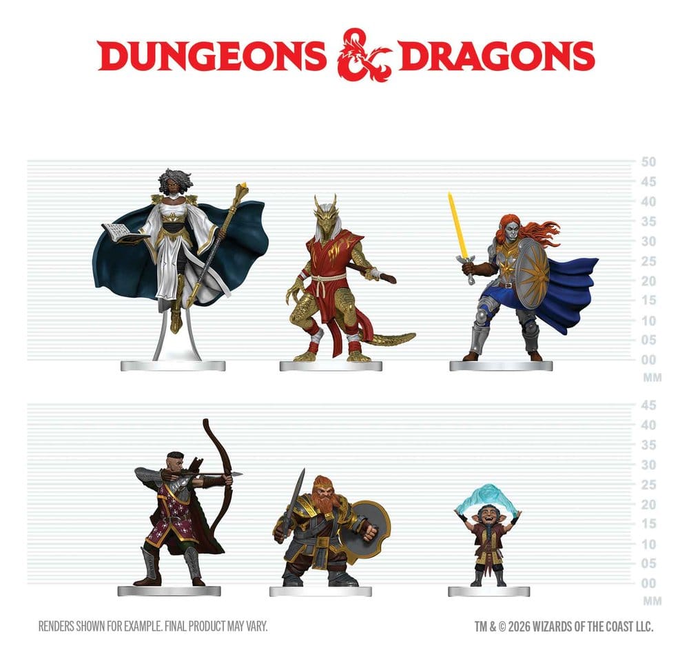 D&D Icons of the Realms Mini Figures Player's Handbook - Swords & Staves Starter Set 20 cm 0634482964026