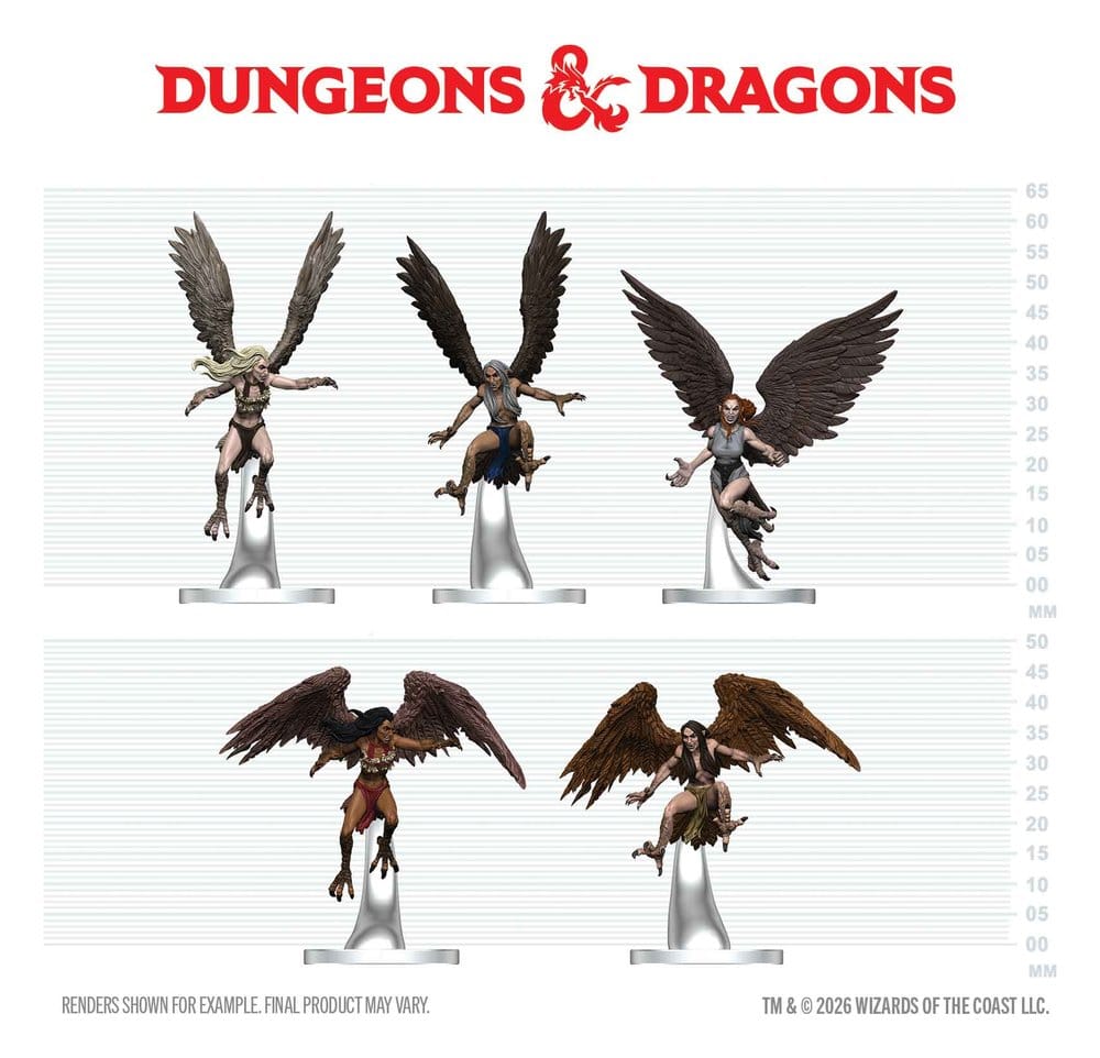 D&D Icons of the Realms Minifiguren Harpyien-Schwarm 20 cmD&D Icons of the Realms Mini Figures Harpy Flock 20 cmD&D Icons of the Realms figurines mini Harpy Flock 20 cmD&D Icons of the Realms Figuras Mini Harpy Flock 20 cm 0634482964156