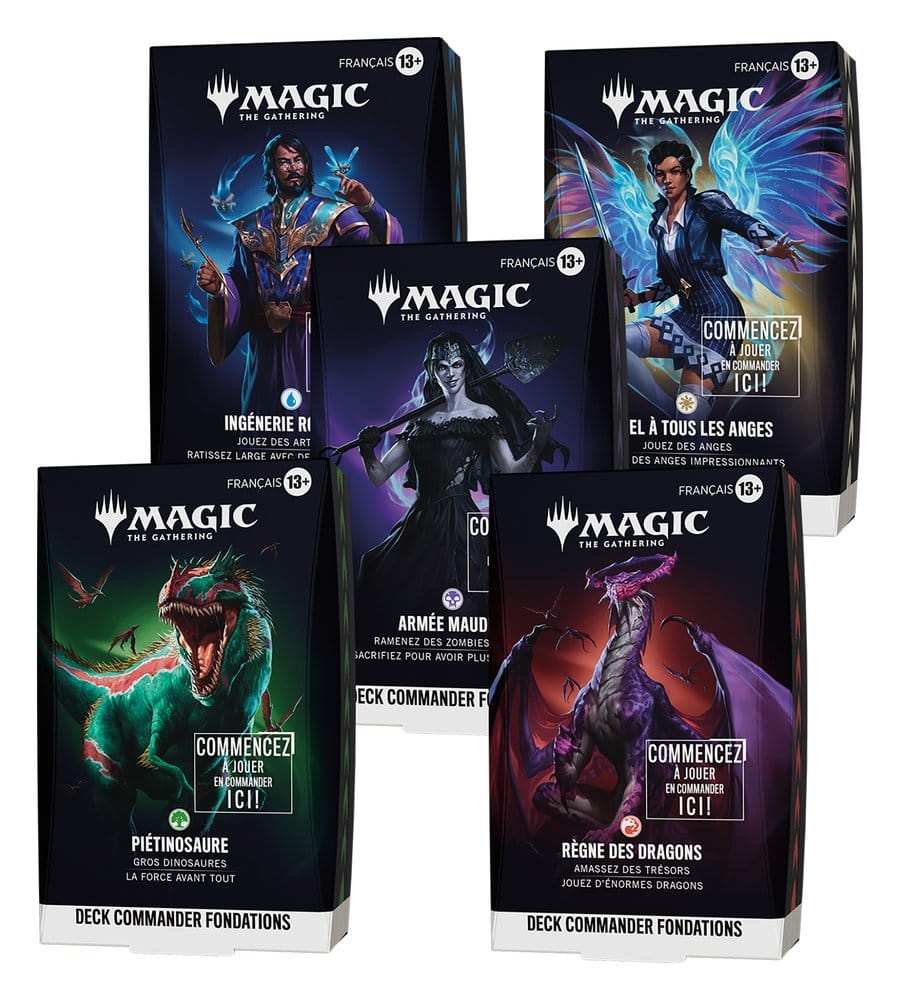 Magic the Gathering Grundstein-Commander-Decks Umkarton (5) französischMagic the Gathering Foundations Commander Decks Case (5) frenchMagic the Gathering Decks Commander Fondations (5) *FRANÇAIS*Magic the Gathering Mazos de Commander de Cimientos Caja (5) 5010996429421