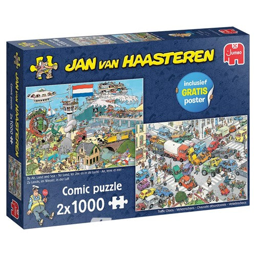Jan van Haasteren - Verkeerschaos & Ter Land, ter Zee en in de lucht (2x 1000 stukjes) 8710126200735