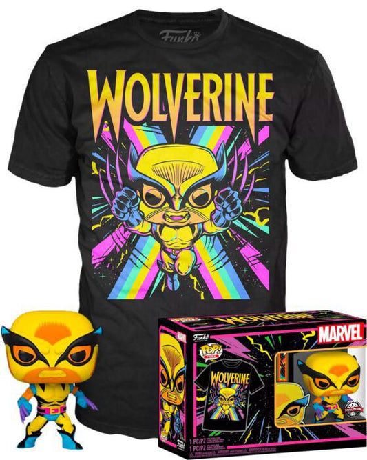 Marvel X-Men POP! & Tee Box Wolverine (Blacklight) Size S 0889698551397