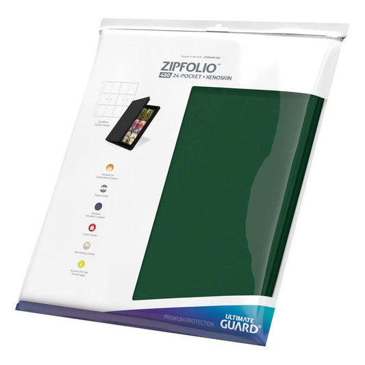 Ultimate Guard Zipfolio 480 - 24-Pocket XenoSkin (Quadrow) - Green - Amuzzi