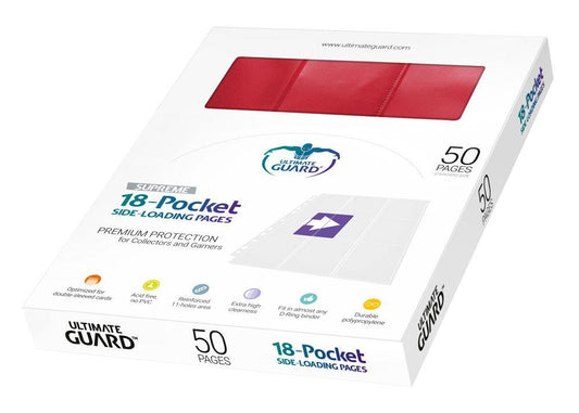 Ultimate Guard 18-Pocket Pages Side-Loading Red (50) 4056133001397