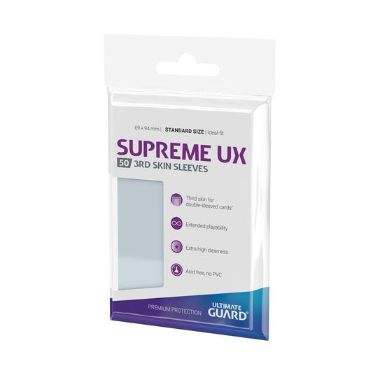 Ultimate Guard Supreme UX 3Rd Skin Sleeves Standard Size Transparent (50) - Amuzzi